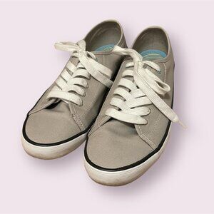 Grey & White Contrast Canvas Sneakers 9 US (7 UK) M&S Lace-Up Casual Shoes